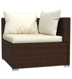 Salon de jardin 10 pcs avec coussins Résine tressée Marron