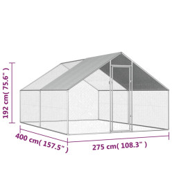 Poulailler d'extérieur 2,75 x 4 x 1,92 m Acier galvanisé