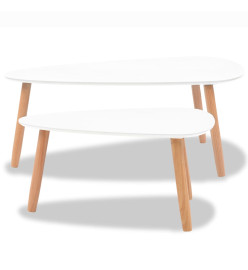 Ensemble de tables basses 2 pcs Bois de pin massif Blanc