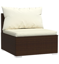 Salon de jardin 4 pcs avec coussins Marron Résine tressée