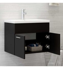 Armoire d'évier avec lavabo intégré Noir Aggloméré