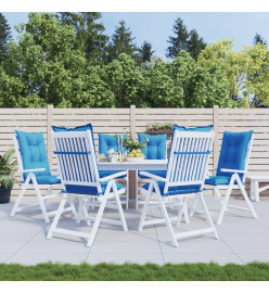 Coussins de chaise de jardin à dossier haut lot de 6 bleu tissu