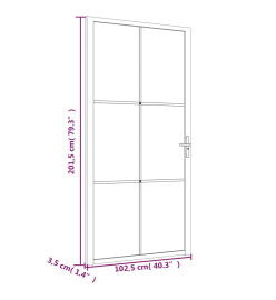 Porte intérieure 102,5x201,5 cm Noir Verre mat et aluminium