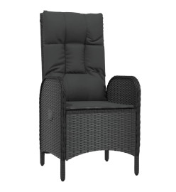 Mobilier à dîner de jardin et coussins 5pcs Noir Résine tressée