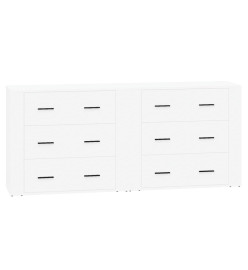 Buffets 2 pcs blanc brillant bois d'ingénierie