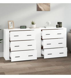 Buffets 2 pcs blanc brillant bois d'ingénierie