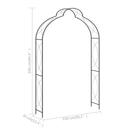 Voûte de jardin Noir 150x34x240 cm Fer