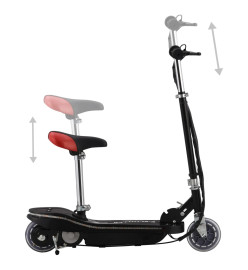 Trottinette électrique avec selle et LED 120 W Noir