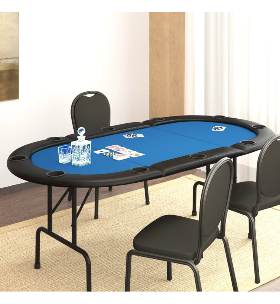 Table de poker pliable 10 joueurs Bleu 206x106x75 cm