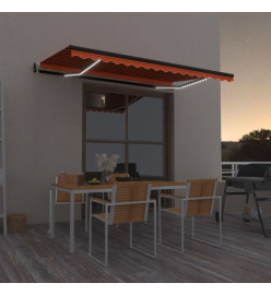 Auvent automatique capteur de vent LED 450x350 cm Orange marron