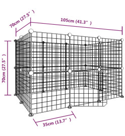 Cage animaux de compagnie à 20 panneaux et porte Noir 35x35 cm