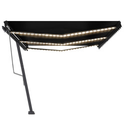 Auvent automatique capteur de vent et LED 600x350 cm Anthracite