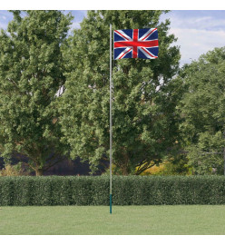 Drapeau du Royaume-Uni et mât 6,23 m Aluminium