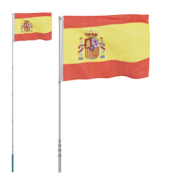 Drapeau de l'Espagne et mât 5,55 m Aluminium