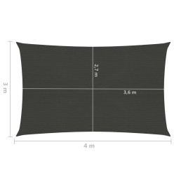 Voile d'ombrage 160 g/m² Anthracite 3x4 m PEHD