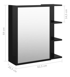 Armoire à miroir de bain Noir brillant 62,5x20,5x64cm Aggloméré