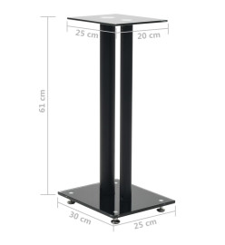 Support haut-parleur 2pc Verre trempé Design 2 colonnes Noir