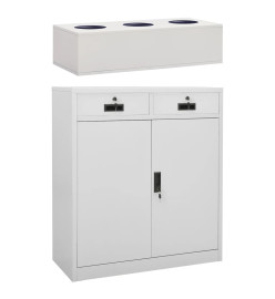 Armoire de bureau avec jardinière Gris clair 90x40x125 cm Acier