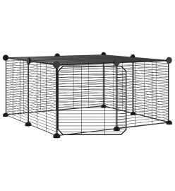 Cage animaux de compagnie à 12 panneaux et porte Noir 35x35 cm