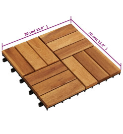 Kit tuiles de plancher en acacia 30 x 30 cm 30 pcs