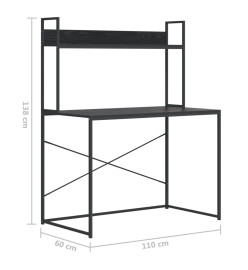 Bureau d'ordinateur Noir 110x60x138 cm Aggloméré