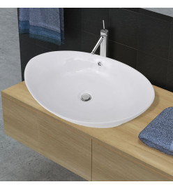 Lavabo ovale en céramique avec trop plein 59 x 38,5 cm