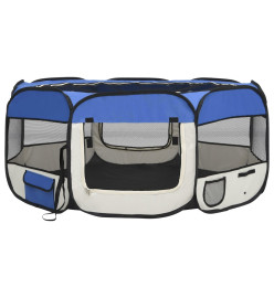 Parc pliable pour chien avec sac de transport Bleu 145x145x61cm