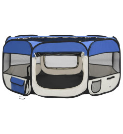 Parc pliable pour chien avec sac de transport Bleu 145x145x61cm