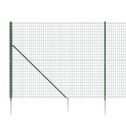 Clôture en treillis métallique et piquet d'ancrage vert 2x25 m