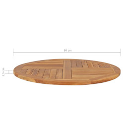 Dessus de table Bois de teck solide Rond 2,5 cm 90 cm