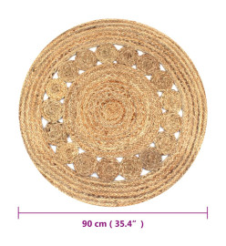 Tapis Jute design tressé 90 cm rond