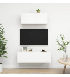 Ensemble de meuble TV 2 pcs Blanc Aggloméré