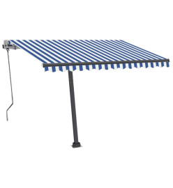 Auvent automatique capteur de vent/LED 350x250 cm Bleu et blanc