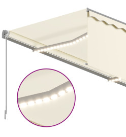 Auvent rétractable manuel avec store et LED 3,5x2,5 m Crème