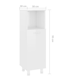 Armoire de salle de bain Blanc brillant 30x30x95 cm Aggloméré