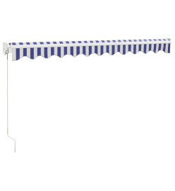 Auvent rétractable bleu et blanc 3x2,5 m tissu et aluminium