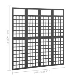 Cloison de séparation à 4 panneaux Bois de pin Noir 161x180 cm