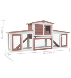 Clapier large d'extérieur Marron et blanc 204x45x85 cm Bois