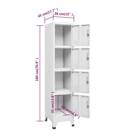 Armoire à casier avec 4 compartiments 38x45x180 cm