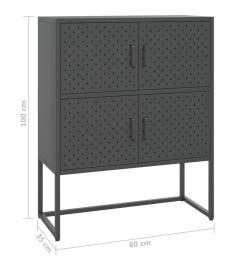 Buffet haut Anthracite 80x35x100 cm Acier