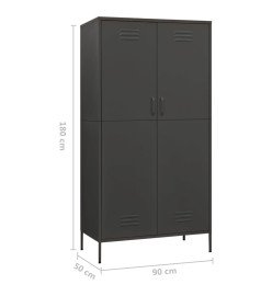 Garde-robe Anthracite 90x50x180 cm Acier