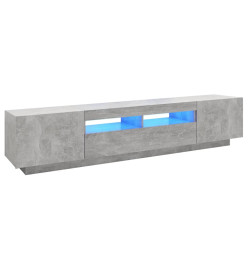 Meuble TV avec lumières LED Gris béton 200x35x40 cm