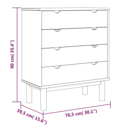 Commode OTTA Marron et gris 76,5x39,5x90 cm Bois de pin massif