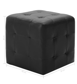 Poufs 2 pcs Noir 30 x 30 x 30 cm Similicuir