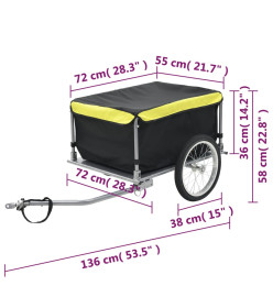 Remorque de bicyclette Noir et jaune 65 kg