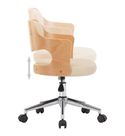 Chaise pivotante de bureau Crème Bois courbé et similicuir