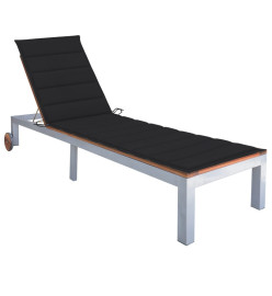 Chaise longue avec coussin Bois d'acacia et acier galvanisé