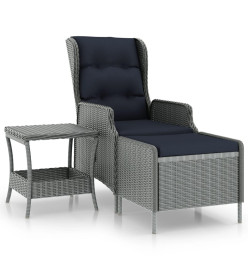 Salon de jardin 2 pcs avec coussins Résine tressée Gris clair