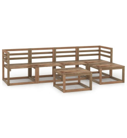 Salon de jardin 6 pcs Marron Bois de pin imprégné