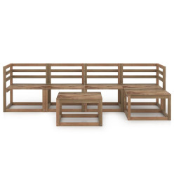 Salon de jardin 6 pcs Marron Bois de pin imprégné